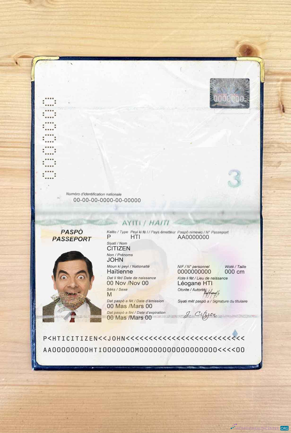 Download Haiti passport photo look Photoshop template